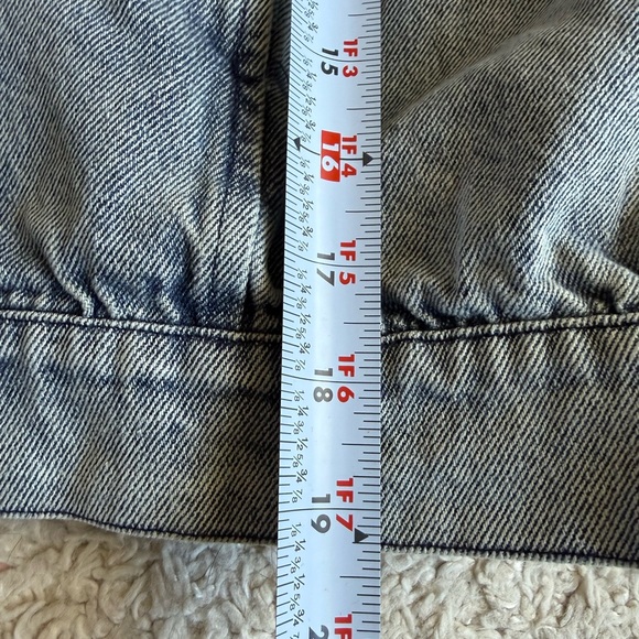 Oli & Hali Womens Denim Hooded Sweatshirt Jacket Button Cropped Layered Boho L - Picture 4 of 8